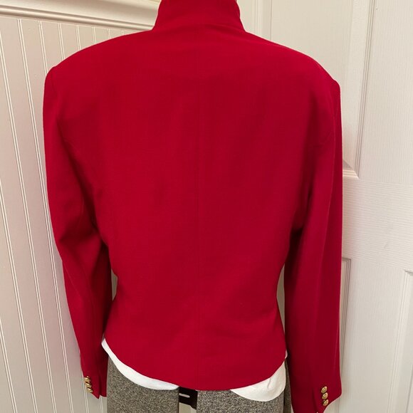 Casual Corner red wool double-breasted jacket, gold buttons, size 10 - Picture 3 of 7